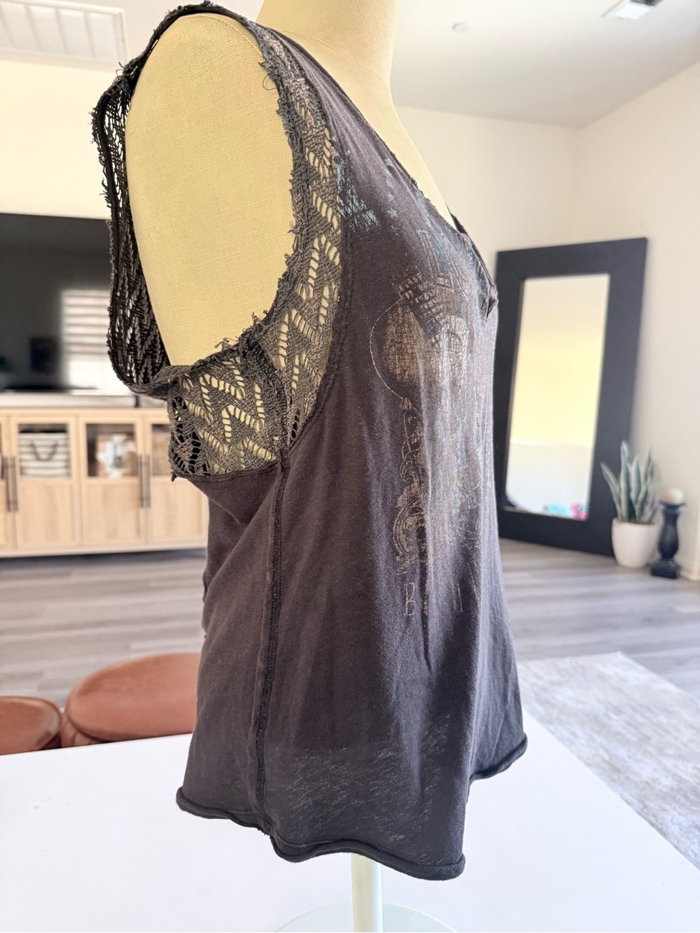 Free People Y2K boho grunge graphic tank top